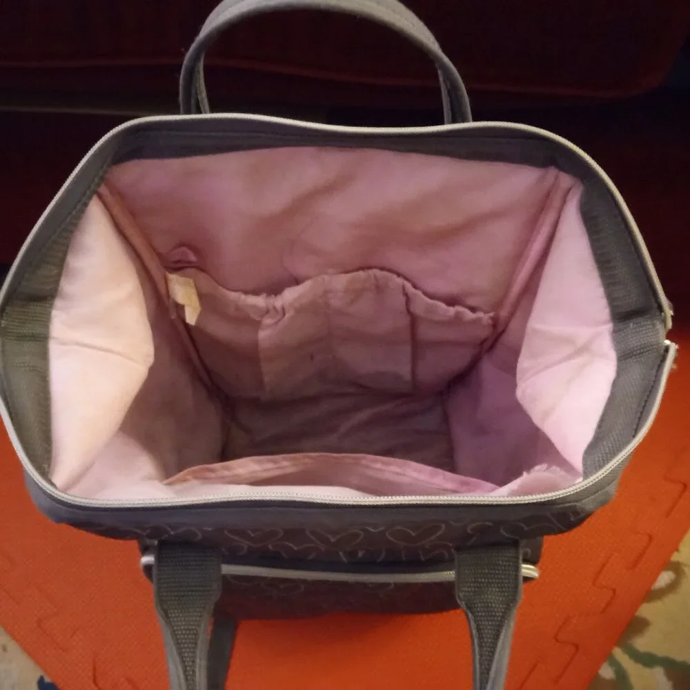 Banana Fish Grey / Pink / White Mini Heart Diaper Bag Backpack Lightweight